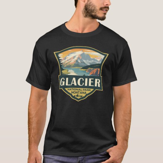 Glacier National Park Illustratie Reizen  T-shirt (Voorkant)