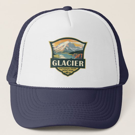 Glacier National Park Illustratie Reizen  Trucker Pet (Voorkant)