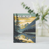 Glacier National Park illustratie retro Briefkaart (Staand voorkant)