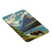 Glacier National Park illustratie retro Decoratief Magneet (Rechterzijde)