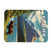 Glacier National Park illustratie retro Decoratief Magneet (Horizontaal)