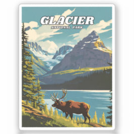 Glacier National Park illustratie retro Decoratief Sticker