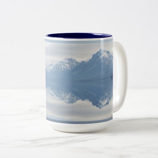 Glacier National Park Lake McDonald Winter Tweekleurige Koffiemok (Voorkant rechts)