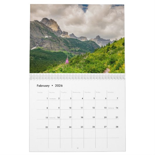 Glacier National Park Landschappen Kalender (Feb 2026)