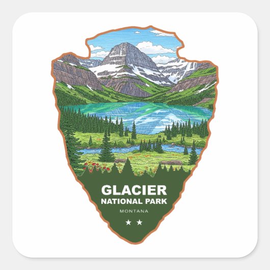 Glacier National Park Montana Arrowhead Vierkante Sticker (Voorkant)