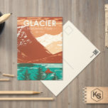 Glacier National Park Montana  Briefkaart<br><div class="desc">De vectorkunstwerk van het Park van Glacier in een ontwerp van de vensterstijl. Het park is een natuurgebied in de Rocky Mountains van Montana,  met glacier-gekerfde pieken en valleien die naar de Canadese grens lopen.</div>