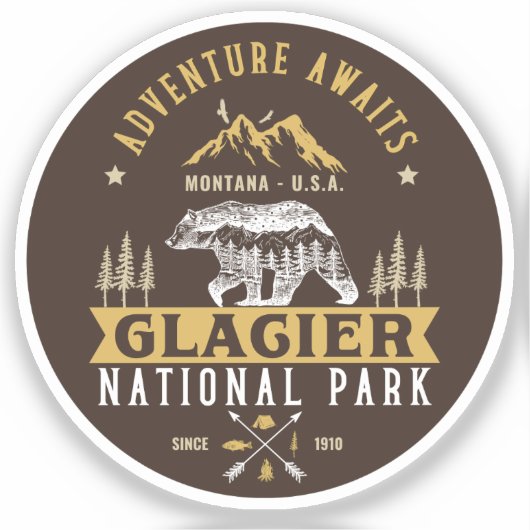 Glacier national park Montana forest landscape Sticker (Voorkant)