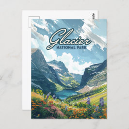 Glacier National Park Montana Lake Retro Briefkaart