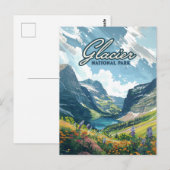 Glacier National Park Montana Lake Retro Briefkaart (Voorkant / Achterkant)