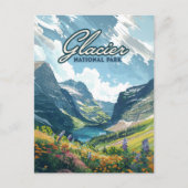 Glacier National Park Montana Lake Retro Briefkaart (Voorkant)