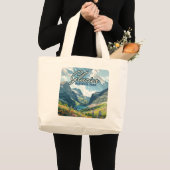 Glacier National Park Montana Lake Retro Grote Tote Bag (Voorkant (product))