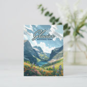 Glacier National Park Montana Lake Retro Kaart (Staand voorkant)