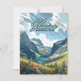 Glacier National Park Montana Lake Retro Kaart