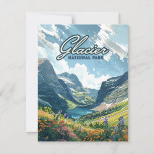 Glacier National Park Montana Lake Retro Kaart