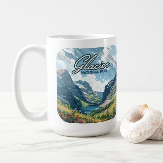 Glacier National Park Montana Lake Retro Koffiemok (Met donut)