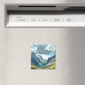 Glacier National Park Montana Lake Retro Magneet (Insitu (Vaatwasser))