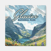 Glacier National Park Montana Lake Retro