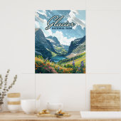 Glacier National Park Montana Lake Retro Poster (Keuken)