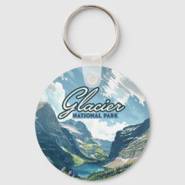 Glacier National Park Montana Lake Retro Sleutelhanger