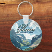 Glacier National Park Montana Lake Retro Sleutelhanger (Achterkant)