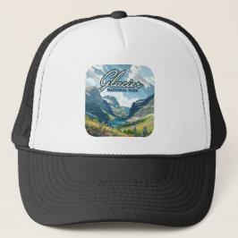 Glacier National Park Montana Lake Retro Trucker Pet