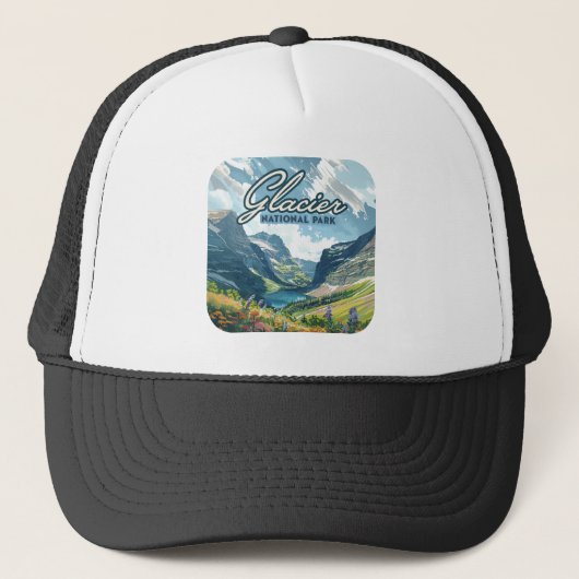 Glacier National Park Montana Lake Retro Trucker Pet (Voorkant)