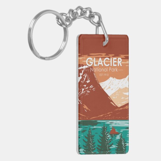 Glacier National Park Montana  met dubbel zond Sleutelhanger (Voorkant Links)