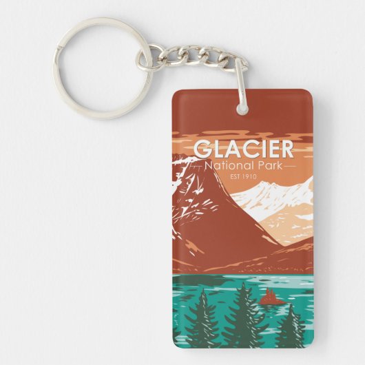 Glacier National Park Montana met dubbel zond Sleutelhanger (Voorkant)