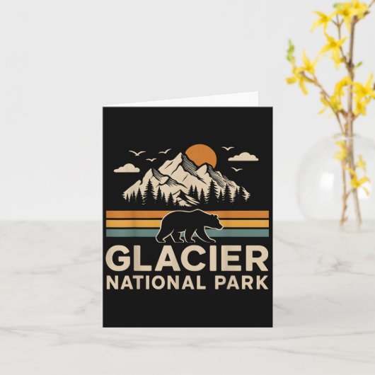 Glacier National Park Montana Outdoor Hiking Retro Kaart (Gele Bloem)