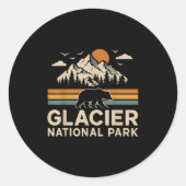 Glacier National Park Montana Outdoor Hiking Retro Ronde Sticker (Voorkant)