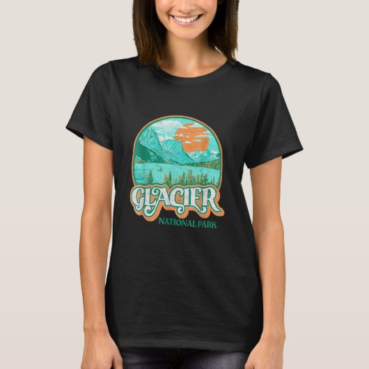 Glacier National Park Montana Retro 80's Chill Gra T-shirt (Voorkant)