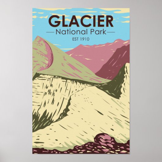 Glacier National Park Montana Triple verdeelt Peak Poster (Voorkant)