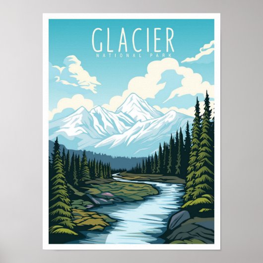 Glacier National Park Montana USA Travel Poster (Voorkant)