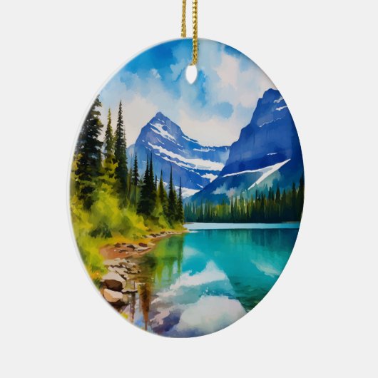 Glacier National Park Montana Waterverf Keramisch Ornament (Rechts)