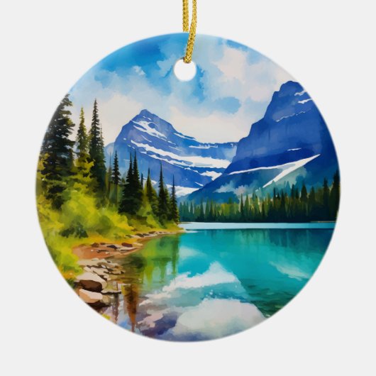 Glacier National Park Montana Waterverf Keramisch Ornament (Voorkant)