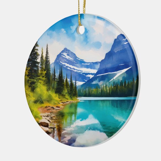 Glacier National Park Montana Waterverf Keramisch Ornament (Links)
