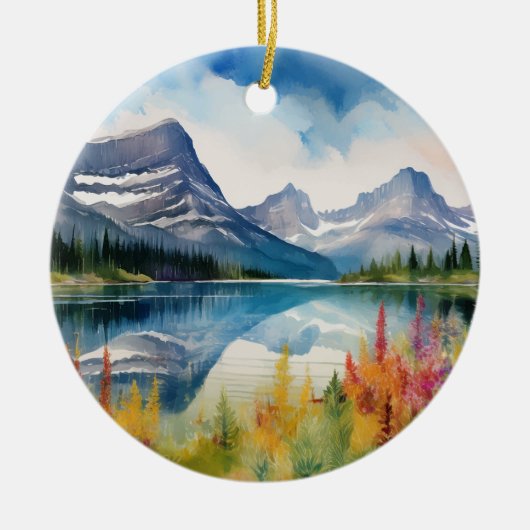 Glacier National Park Montana Waterverf Keramisch Ornament (Voorkant)