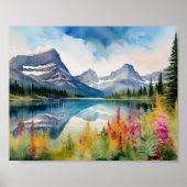 Glacier National Park Montana Waterverf Poster (Voorkant)