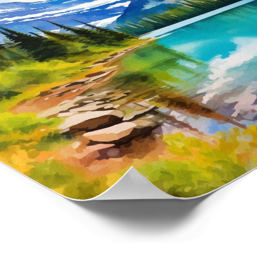 Glacier National Park Montana Waterverf Poster (Hoek)