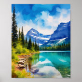 Glacier National Park Montana Waterverf Poster (Voorkant)