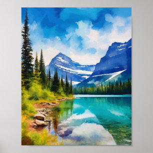 Glacier National Park Montana Waterverf Poster