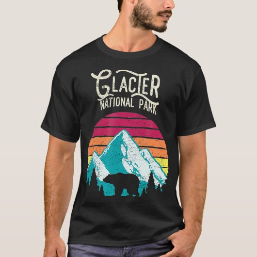  Glacier National Park Mountain Beer Retro T-shirt (Voorkant)