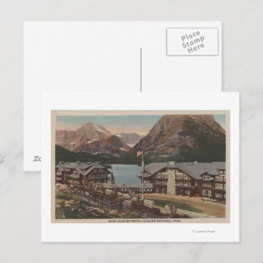 Glacier National Park, MT - Veel Glacier Hotel Briefkaart (Voorkant / Achterkant)