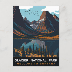 Glacier National Park, MT, vintage reizen Briefkaart