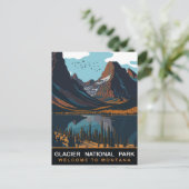 Glacier National Park, MT, vintage reizen Briefkaart (Staand voorkant)