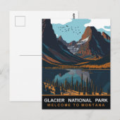 Glacier National Park, MT, vintage reizen Briefkaart (Voorkant / Achterkant)