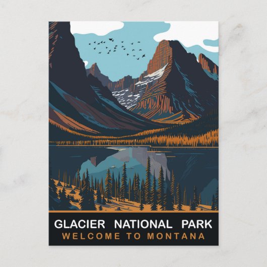 Glacier National Park, MT, vintage reizen Briefkaart (Voorkant)