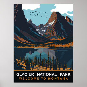Glacier National Park, MT, vintage reizen Poster