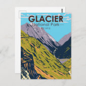 Glacier National Park naar de Sun Road Briefkaart (Voorkant / Achterkant)