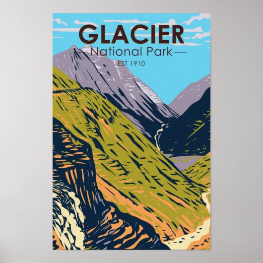 Glacier National Park naar de Sun Road Poster (Voorkant)